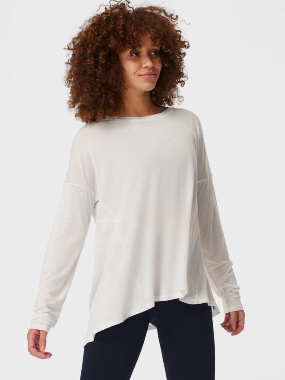 Sweaty Betty Ease Peazy Shirt Top Women’s  White Bamboo Oversized